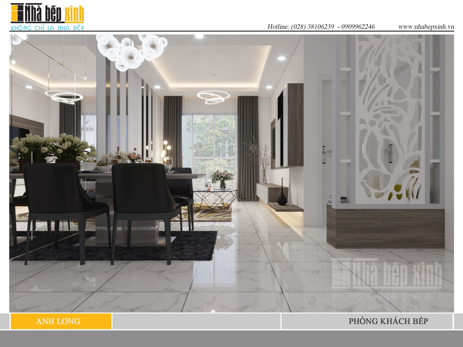 Thiết kế phòng khách bếp sang trọng hấp dẫn